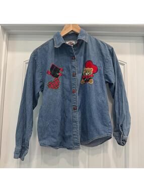 Vintage Girls 12-14 Embroidered Denim Top